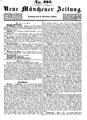 Neue Münchener Zeitung (Süddeutsche Presse) Dienstag 6. November 1855