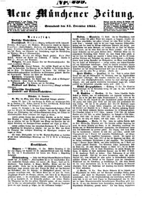 Neue Münchener Zeitung (Süddeutsche Presse) Samstag 15. Dezember 1855