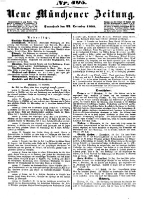 Neue Münchener Zeitung (Süddeutsche Presse) Samstag 22. Dezember 1855