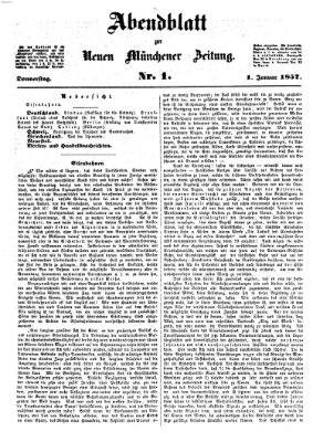 Neue Münchener Zeitung. Morgenblatt (Süddeutsche Presse) Donnerstag 1. Januar 1857