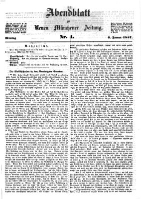 Neue Münchener Zeitung. Morgenblatt (Süddeutsche Presse) Montag 5. Januar 1857