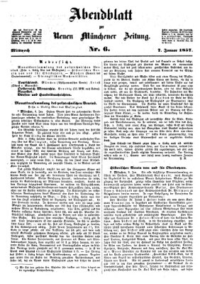 Neue Münchener Zeitung. Morgenblatt (Süddeutsche Presse) Mittwoch 7. Januar 1857