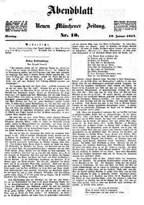 Neue Münchener Zeitung. Morgenblatt (Süddeutsche Presse) Montag 12. Januar 1857