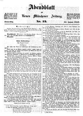 Neue Münchener Zeitung. Morgenblatt (Süddeutsche Presse) Donnerstag 15. Januar 1857