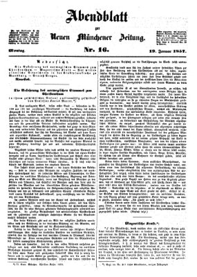 Neue Münchener Zeitung. Morgenblatt (Süddeutsche Presse) Montag 19. Januar 1857