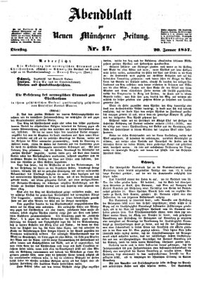 Neue Münchener Zeitung. Morgenblatt (Süddeutsche Presse) Dienstag 20. Januar 1857