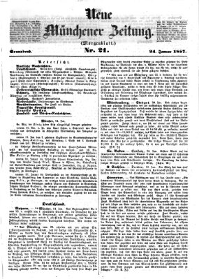 Neue Münchener Zeitung. Morgenblatt (Süddeutsche Presse) Samstag 24. Januar 1857