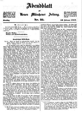 Neue Münchener Zeitung. Morgenblatt (Süddeutsche Presse) Dienstag 10. Februar 1857