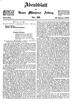 Neue Münchener Zeitung. Morgenblatt (Süddeutsche Presse) Donnerstag 19. Februar 1857