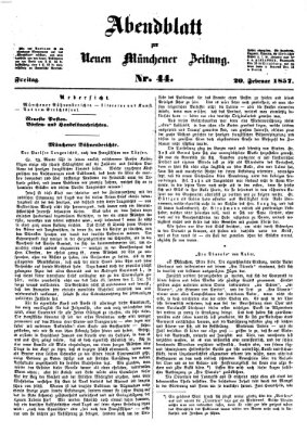 Neue Münchener Zeitung. Morgenblatt (Süddeutsche Presse) Freitag 20. Februar 1857