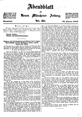 Neue Münchener Zeitung. Morgenblatt (Süddeutsche Presse) Samstag 21. Februar 1857