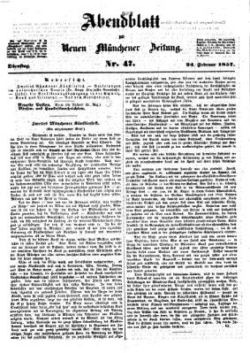 Neue Münchener Zeitung. Morgenblatt (Süddeutsche Presse) Dienstag 24. Februar 1857