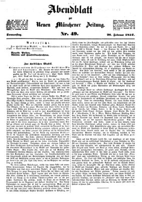 Neue Münchener Zeitung. Morgenblatt (Süddeutsche Presse) Donnerstag 26. Februar 1857