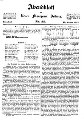 Neue Münchener Zeitung. Morgenblatt (Süddeutsche Presse) Samstag 28. Februar 1857