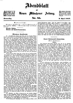 Neue Münchener Zeitung. Morgenblatt (Süddeutsche Presse) Donnerstag 9. April 1857