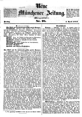 Neue Münchener Zeitung. Morgenblatt (Süddeutsche Presse) Freitag 24. April 1857