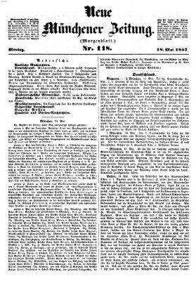 Neue Münchener Zeitung. Morgenblatt (Süddeutsche Presse) Montag 18. Mai 1857