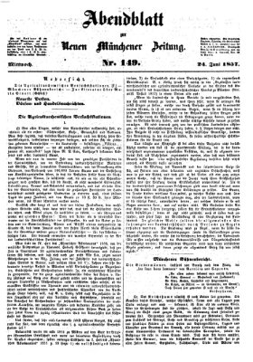 Neue Münchener Zeitung. Morgenblatt (Süddeutsche Presse) Mittwoch 24. Juni 1857