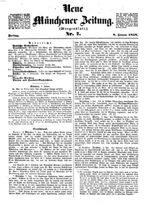 Neue Münchener Zeitung. Morgenblatt (Süddeutsche Presse) Freitag 8. Januar 1858