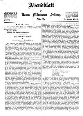 Neue Münchener Zeitung. Morgenblatt (Süddeutsche Presse) Freitag 8. Januar 1858