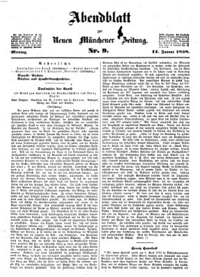 Neue Münchener Zeitung. Morgenblatt (Süddeutsche Presse) Montag 11. Januar 1858