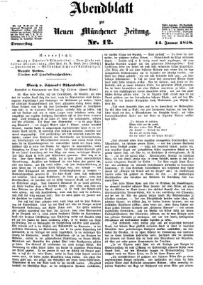 Neue Münchener Zeitung. Morgenblatt (Süddeutsche Presse) Donnerstag 14. Januar 1858