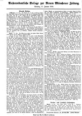 Neue Münchener Zeitung. Morgenblatt (Süddeutsche Presse) Sonntag 17. Januar 1858