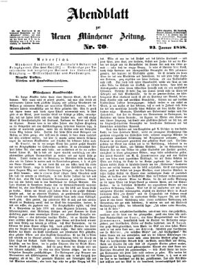 Neue Münchener Zeitung. Morgenblatt (Süddeutsche Presse) Samstag 23. Januar 1858