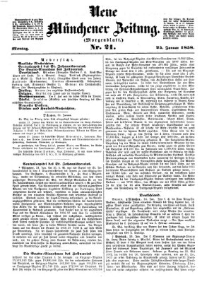 Neue Münchener Zeitung. Morgenblatt (Süddeutsche Presse) Montag 25. Januar 1858