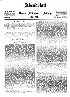 Neue Münchener Zeitung. Morgenblatt (Süddeutsche Presse) Montag 25. Januar 1858