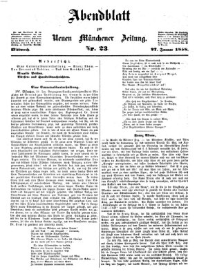 Neue Münchener Zeitung. Morgenblatt (Süddeutsche Presse) Mittwoch 27. Januar 1858