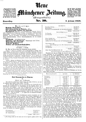 Neue Münchener Zeitung. Morgenblatt (Süddeutsche Presse) Donnerstag 4. Februar 1858