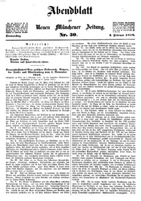 Neue Münchener Zeitung. Morgenblatt (Süddeutsche Presse) Donnerstag 4. Februar 1858