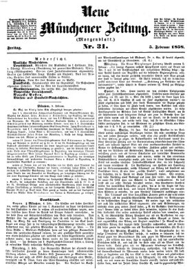 Neue Münchener Zeitung. Morgenblatt (Süddeutsche Presse) Freitag 5. Februar 1858