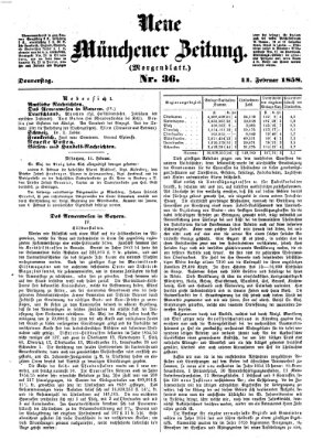 Neue Münchener Zeitung. Morgenblatt (Süddeutsche Presse) Donnerstag 11. Februar 1858