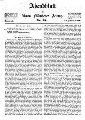 Neue Münchener Zeitung. Morgenblatt (Süddeutsche Presse) Samstag 13. Februar 1858