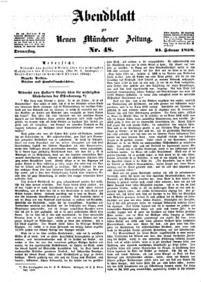 Neue Münchener Zeitung. Morgenblatt (Süddeutsche Presse) Donnerstag 25. Februar 1858