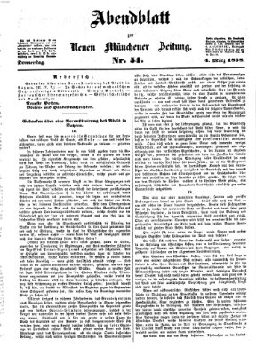 Neue Münchener Zeitung. Morgenblatt (Süddeutsche Presse) Donnerstag 4. März 1858