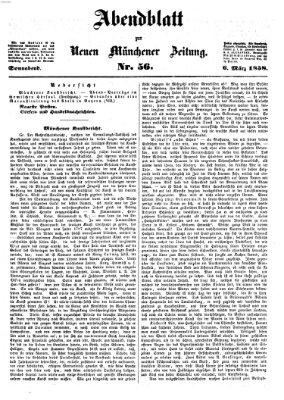 Neue Münchener Zeitung. Morgenblatt (Süddeutsche Presse) Samstag 6. März 1858