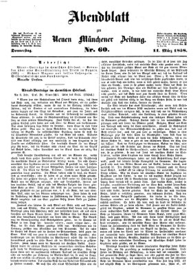 Neue Münchener Zeitung. Morgenblatt (Süddeutsche Presse) Donnerstag 11. März 1858