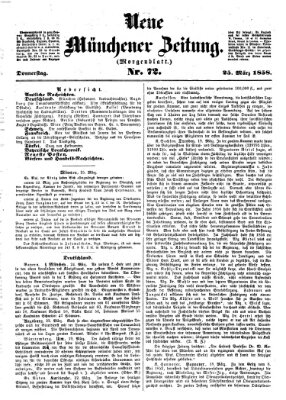 Neue Münchener Zeitung. Morgenblatt (Süddeutsche Presse) Donnerstag 25. März 1858