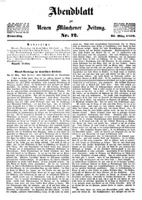 Neue Münchener Zeitung. Morgenblatt (Süddeutsche Presse) Donnerstag 25. März 1858