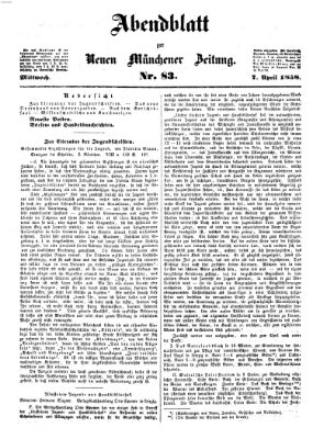 Neue Münchener Zeitung. Morgenblatt (Süddeutsche Presse) Mittwoch 7. April 1858