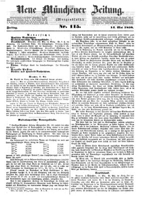 Neue Münchener Zeitung. Morgenblatt (Süddeutsche Presse) Freitag 14. Mai 1858