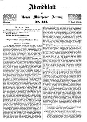 Neue Münchener Zeitung. Morgenblatt (Süddeutsche Presse) Montag 7. Juni 1858