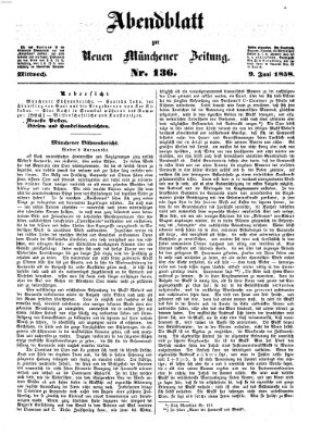 Neue Münchener Zeitung. Morgenblatt (Süddeutsche Presse) Mittwoch 9. Juni 1858