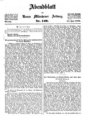 Neue Münchener Zeitung. Morgenblatt (Süddeutsche Presse) Montag 14. Juni 1858