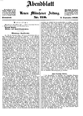 Neue Münchener Zeitung. Morgenblatt (Süddeutsche Presse) Samstag 3. September 1859