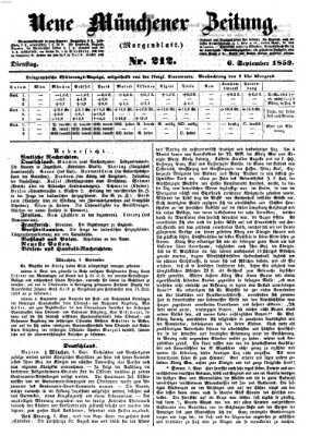 Neue Münchener Zeitung. Morgenblatt (Süddeutsche Presse) Dienstag 6. September 1859