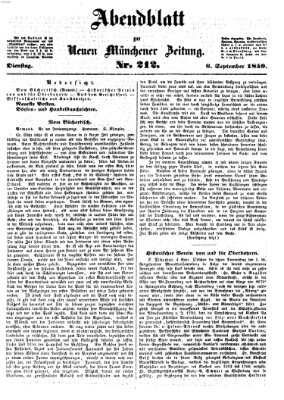 Neue Münchener Zeitung. Morgenblatt (Süddeutsche Presse) Dienstag 6. September 1859